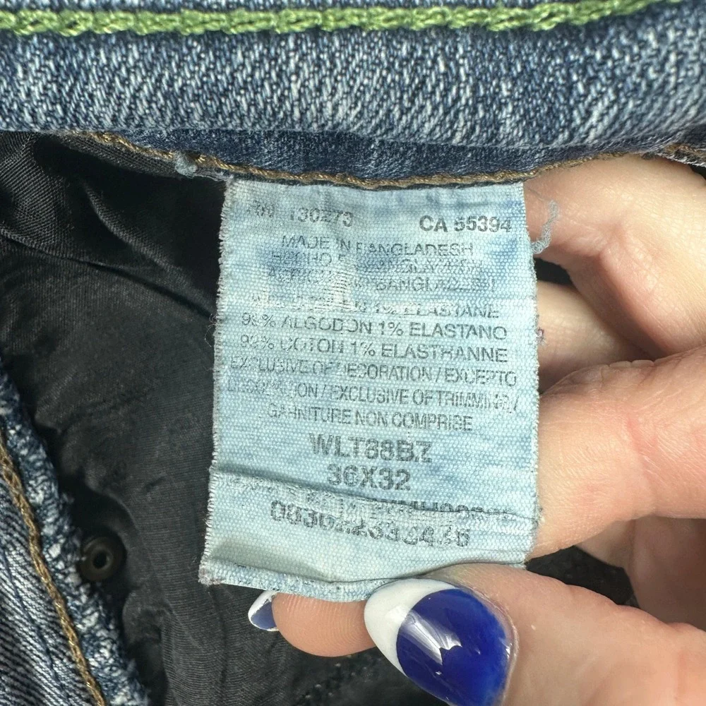 Wrangler Retro Slim Straight Jeans Mens 36x32 (Fits 35x29) Blue Stretch Denim